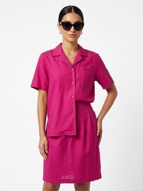 George Georgiou Womens Silk 2 Piece Skirt Set Pink XS S